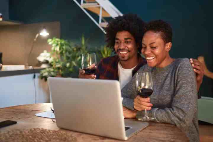 couple tasting wine together